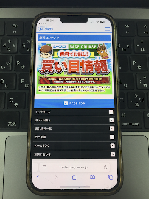 レープロという競馬予想サイトの無料予想の確認方法