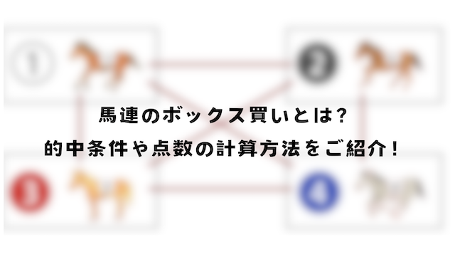 馬連はボックス買いが最強！その理由と具体的な買い方を大公開！