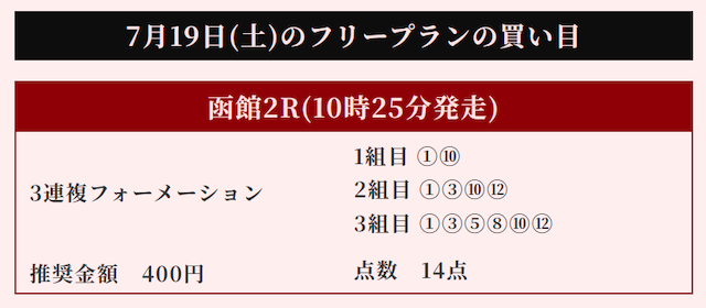 競馬リベンジャーズの無料予想 7月19日の買い目