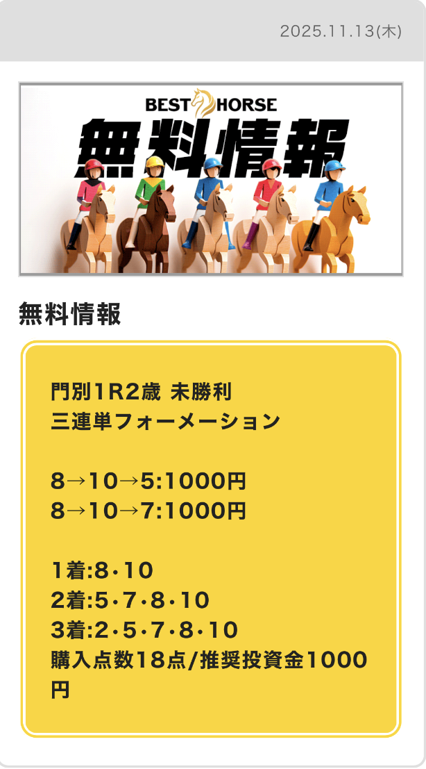 BEST HORSEの無料予想20251113