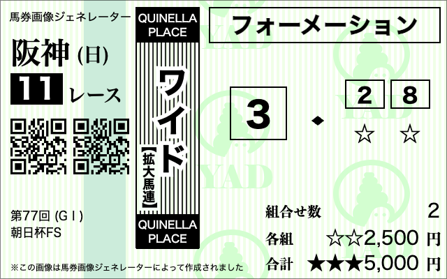 朝日杯フューチュリティステークス　ビビットAIによる推奨買い目［ワイド：③-②⑧］