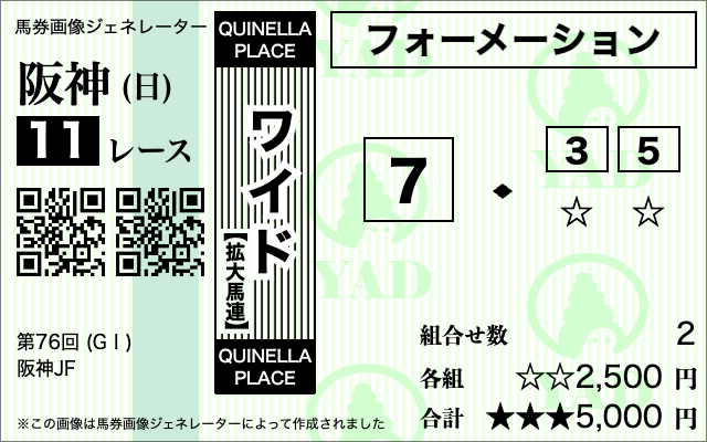 阪神ジュベナイルフィリーズ2025　ビビットAIによる推奨買い目［ワイド：⑦-③⑤］