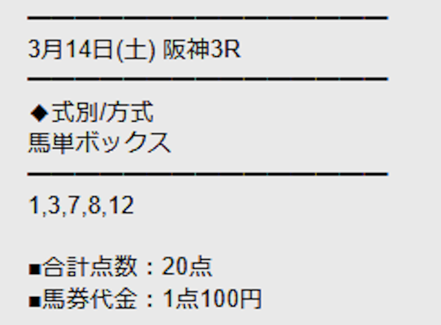 勝馬サプライズウルトラの無料予想 3月14日の買い目